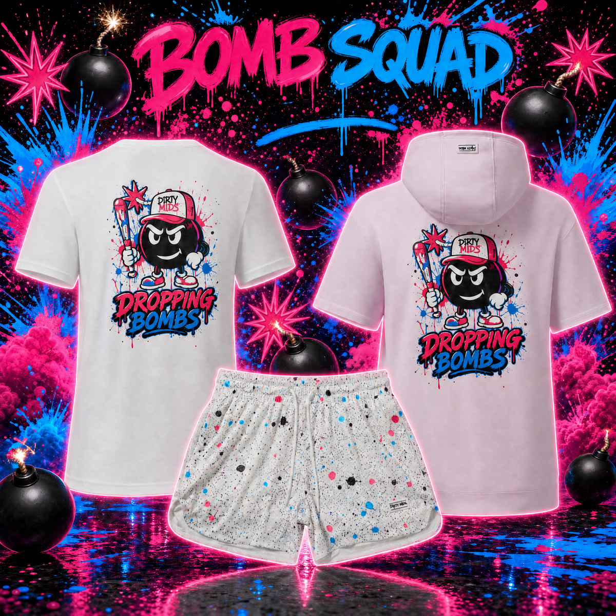 BOMB SQUAD Short Sleeve Performance Hoodie - Dirty Mids