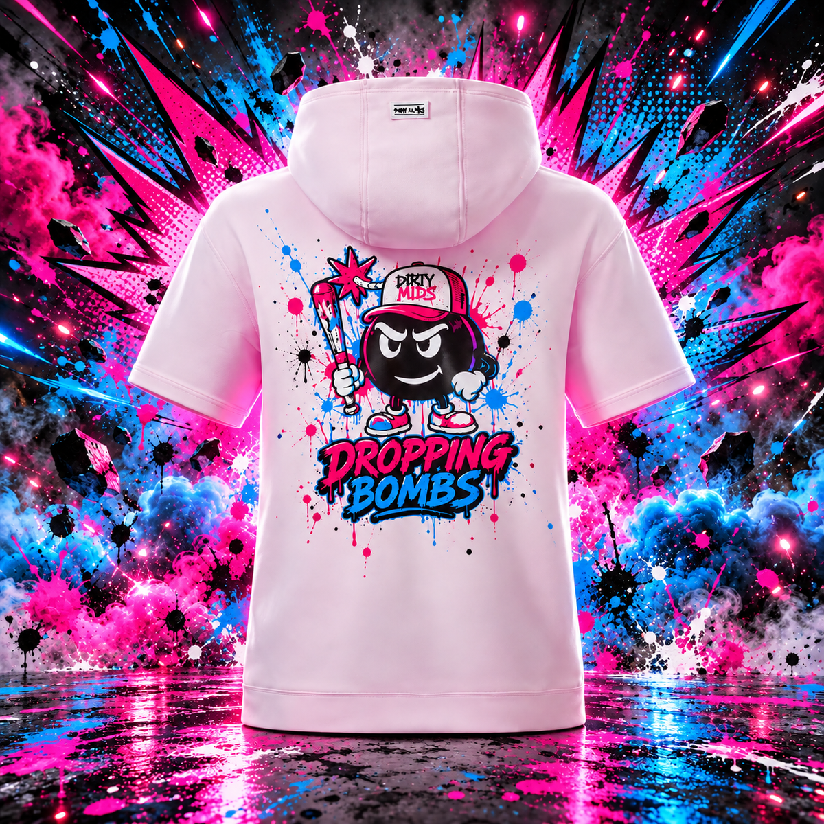 BOMB SQUAD Short Sleeve Performance Hoodie - Dirty Mids