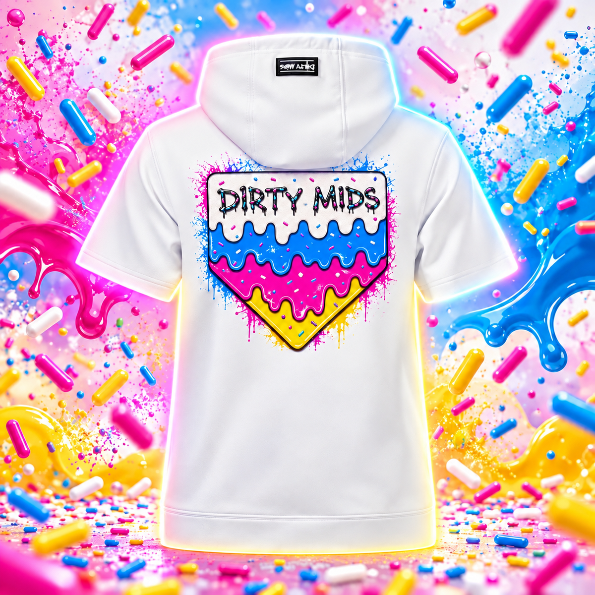 SUGAR RUSH Short Sleeve Performance Hoodie - Dirty Mids