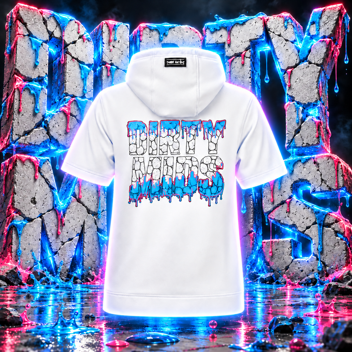 CRACKLE Short Sleeve Performance Hoodie - Dirty Mids