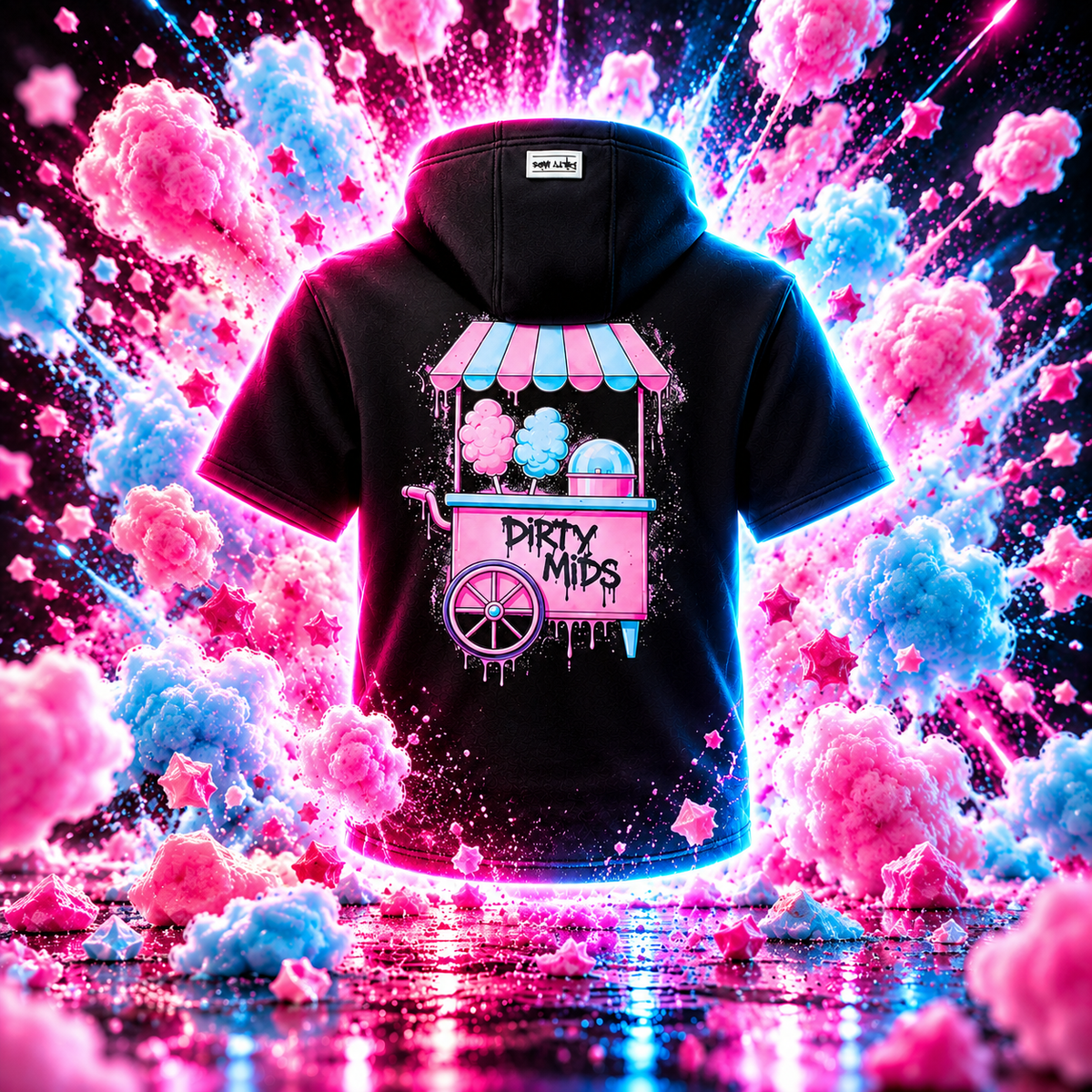 COTTON CANDY Short Sleeve Performance Hoodie - Dirty Mids