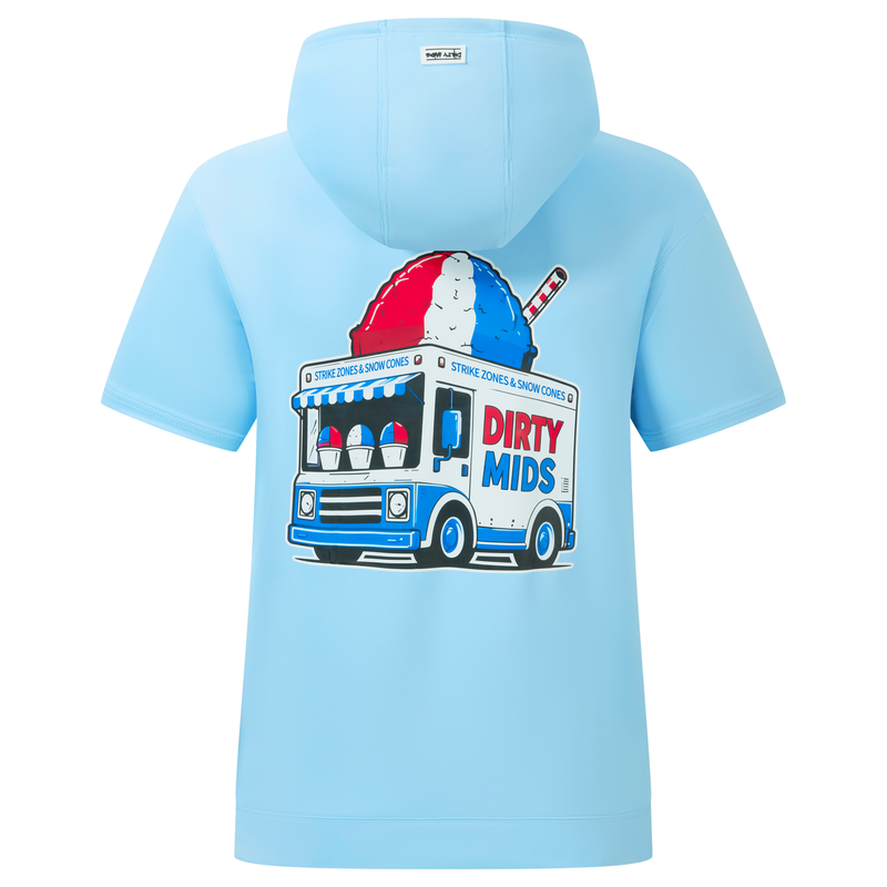 STRIKE ZONES AND SNOW CONES Short Sleeve Performance Hoodie - Dirty Mids - back