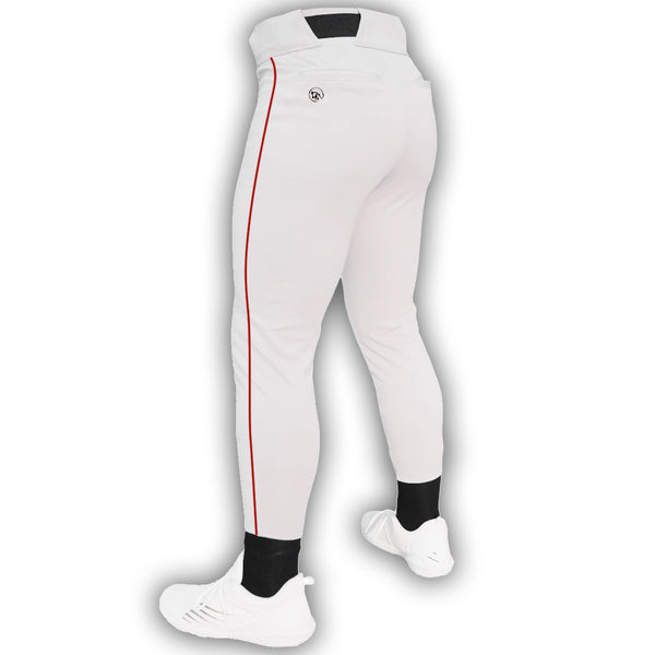 White Pant - Red Piping Dirty Mids Piped Baseball Pant